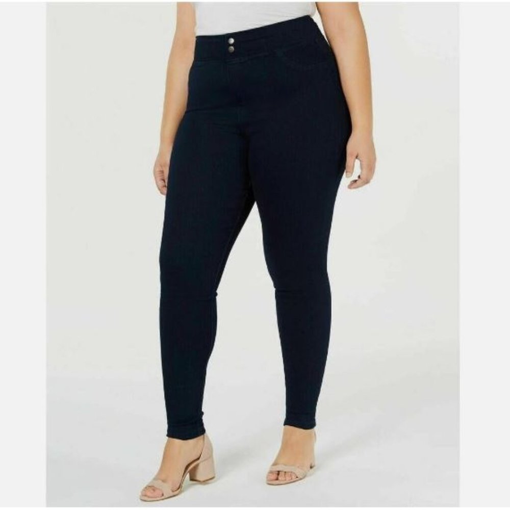HUE Women's Original Smoothing Denim Leggings, BLACKDIGO, XXL